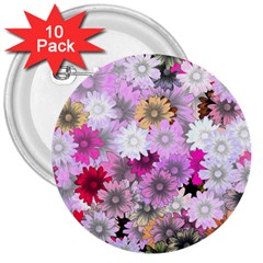 Flower Flowers Carta Da Parati 3  Buttons (10 Pack)  by Pakrebo