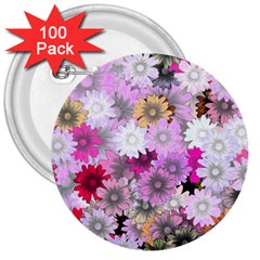 Flower Flowers Carta Da Parati 3  Buttons (100 Pack)  by Pakrebo