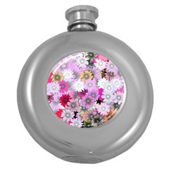 Flower Flowers Carta Da Parati Round Hip Flask (5 Oz) by Pakrebo