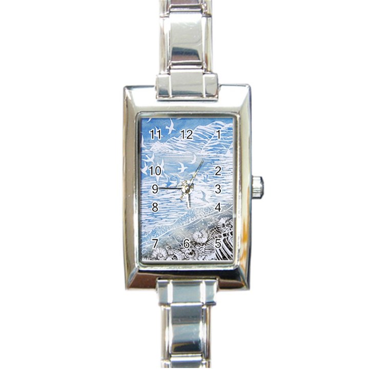 Coast Beach Shell Conch Water Rectangle Italian Charm Watch