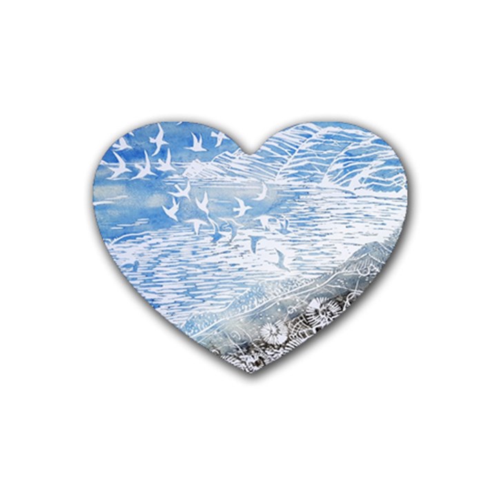 Coast Beach Shell Conch Water Rubber Coaster (Heart) 