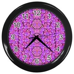 Paradise Blossom Tree On The Mountain High Wall Clock (black) by pepitasart