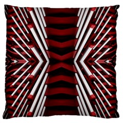 Red & White Stripes  Large Cushion Case (two Sides) by WensdaiAmbrose