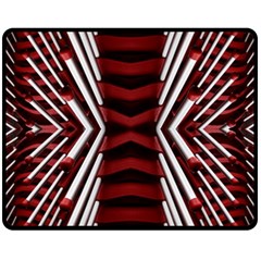 Red & White Stripes  Double Sided Fleece Blanket (medium)  by WensdaiAmbrose