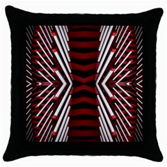 Red & White Stripes  Throw Pillow Case (black) by WensdaiAmbrose