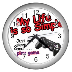 My Life Is Simple Wall Clock (silver) by Ergi2000