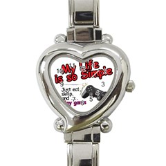 My Life Is Simple Heart Italian Charm Watch by Ergi2000