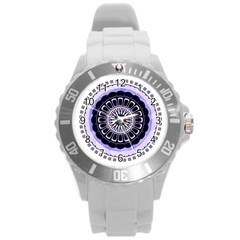 Design Circular Pattern Mandala Round Plastic Sport Watch (L)