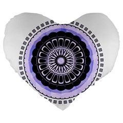 Design Circular Pattern Mandala Large 19  Premium Flano Heart Shape Cushions