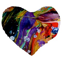 Abstract Modern Detail Color Large 19  Premium Flano Heart Shape Cushions