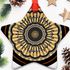 Mandala Pattern Round Ethnic Star Ornament (two Sides) by Pakrebo