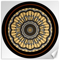 Mandala Pattern Round Ethnic Canvas 16  X 16  by Pakrebo