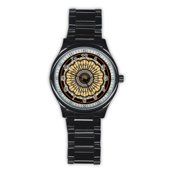 Mandala Pattern Round Ethnic Stainless Steel Round Watch