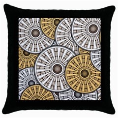 Gears Round Header Banner Cog Throw Pillow Case (black) by Pakrebo