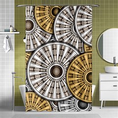 Gears Round Header Banner Cog Shower Curtain 48  X 72  (small)  by Pakrebo