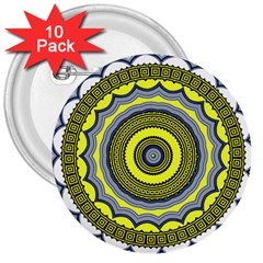 Mandala Pattern Round Ethnic 3  Buttons (10 Pack)  by Pakrebo