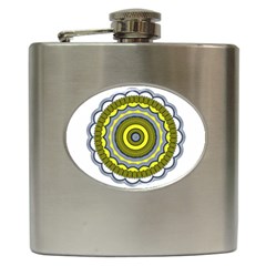 Mandala Pattern Round Ethnic Hip Flask (6 Oz) by Pakrebo