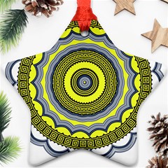 Mandala Pattern Round Ethnic Star Ornament (two Sides) by Pakrebo