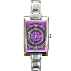 Round Pattern Ethnic Design Rectangle Italian Charm Watch by Pakrebo