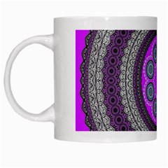 Round Pattern Ethnic Design White Mugs by Pakrebo