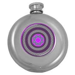 Round Pattern Ethnic Design Round Hip Flask (5 Oz) by Pakrebo