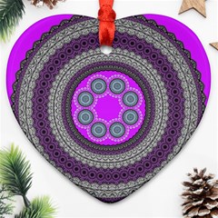 Round Pattern Ethnic Design Heart Ornament (two Sides)