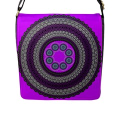 Round Pattern Ethnic Design Flap Closure Messenger Bag (l) by Pakrebo