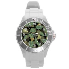 Autumn Fallen Leaves Dried Leaves Round Plastic Sport Watch (l) by Pakrebo