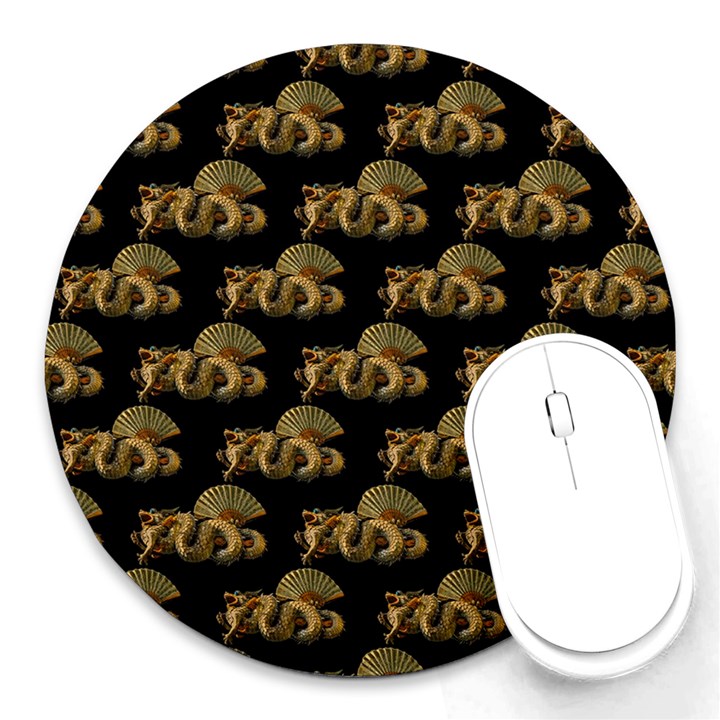 Dragon Motif Print Pattern Round Mousepads