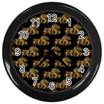 Dragon Motif Print Pattern Wall Clock (Black) Front