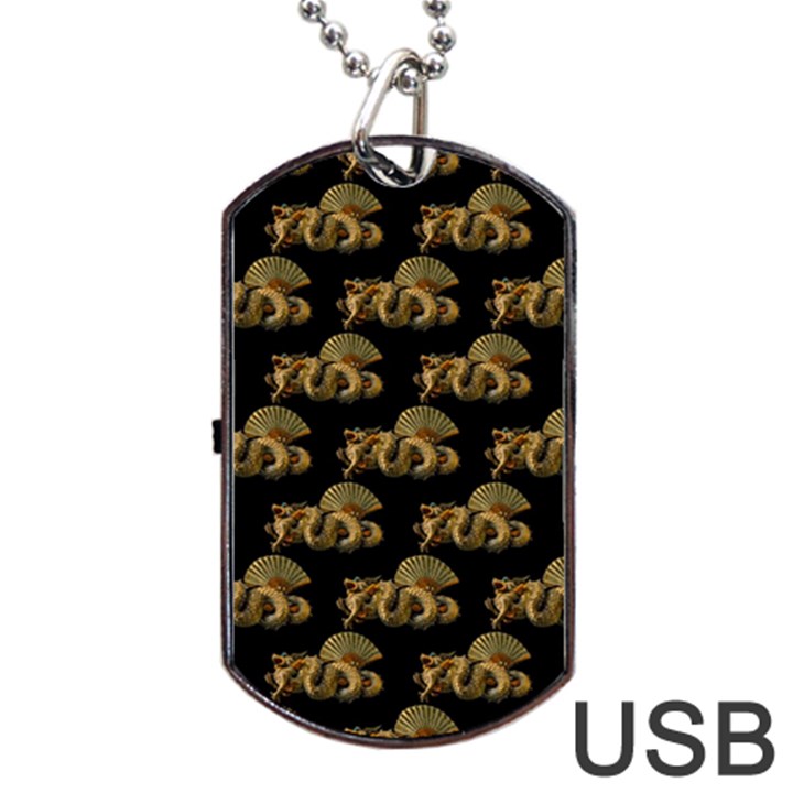 Dragon Motif Print Pattern Dog Tag USB Flash (Two Sides)