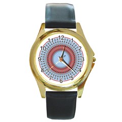 Pattern Design Circular Shape Round Gold Metal Watch by Pakrebo