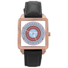 Pattern Design Circular Shape Rose Gold Leather Watch  by Pakrebo