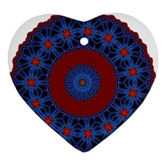 Mandala Pattern Round Ethnic Heart Ornament (two Sides) by Pakrebo