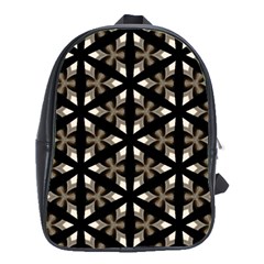 Black, Brown And Cream Geo School Bag (large) by bykenique