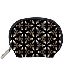 Black, Brown And Cream Geo Accessory Pouch (small) by bykenique