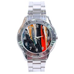 Art Modern Painting Background Stainless Steel Analogue Watch