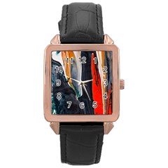 Art Modern Painting Background Rose Gold Leather Watch 