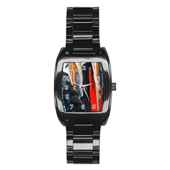 Art Modern Painting Background Stainless Steel Barrel Watch