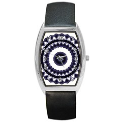 Design Mandala Pattern Circular Barrel Style Metal Watch by Pakrebo