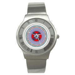 Design Circular Aztec Symbol Stainless Steel Watch by Pakrebo