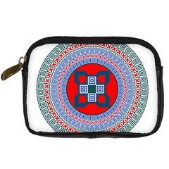 Design Circular Aztec Symbol Digital Camera Leather Case by Pakrebo