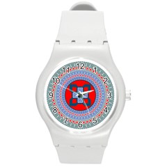 Design Circular Aztec Symbol Round Plastic Sport Watch (m) by Pakrebo