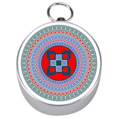 Design Circular Aztec Symbol Silver Compasses by Pakrebo