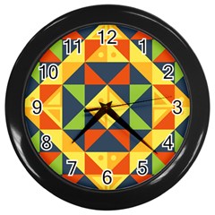 Background Geometric Color Wall Clock (black) by Pakrebo