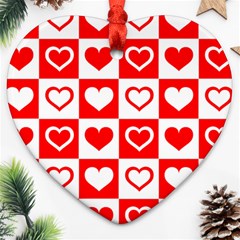 Background Card Checker Chequered Heart Ornament (two Sides) by Pakrebo