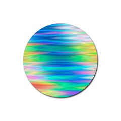 Wave Rainbow Bright Texture Rubber Coaster (round)  by Pakrebo