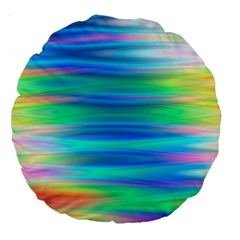 Wave Rainbow Bright Texture Large 18  Premium Round Cushions by Pakrebo