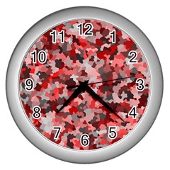 Black Red  Wall Clock (silver) by artifiart