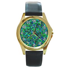 Plega Round Gold Metal Watch by artifiart